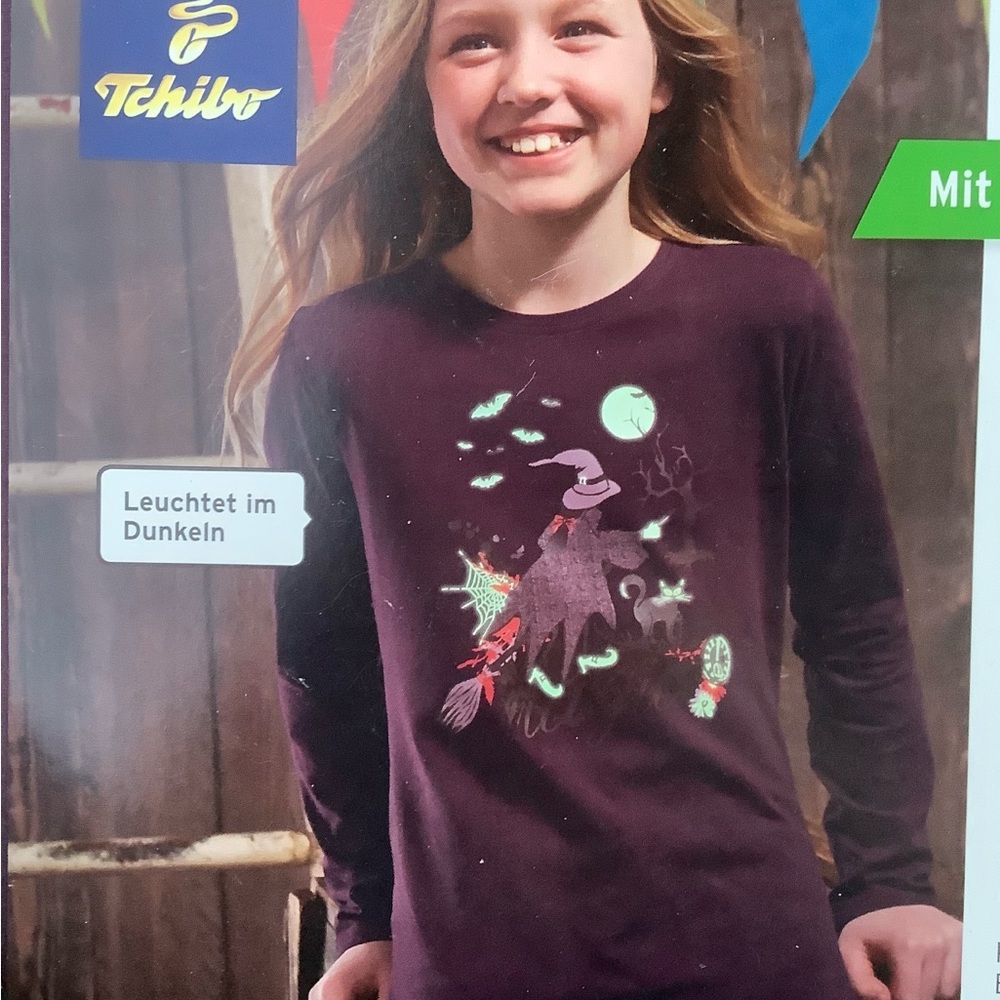 Glow-in-the-Dark Halloween plum colored Shirt girls 11 12 years